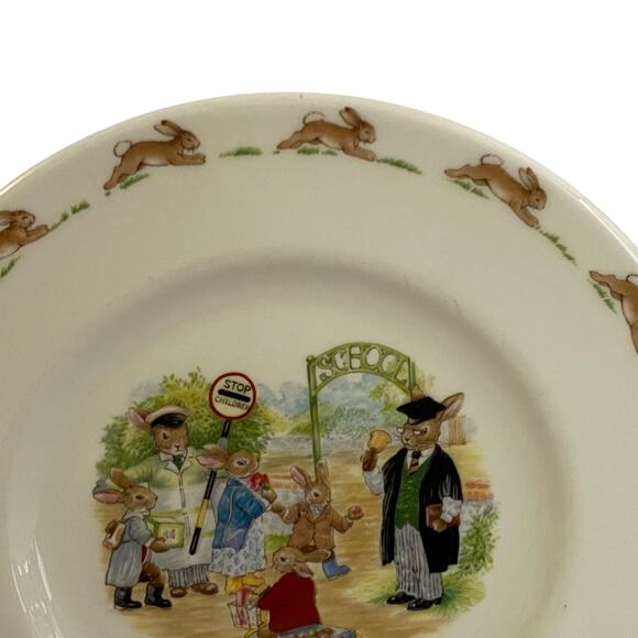 Bunnykins Salad Plate Royal Doulton Dish Bunnies School Gates 8in Tableware VTG - Picture 6 of 11